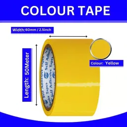 VCR 50 m x 48 mm Biaxially Oriented Polypropylene Yellow Color Tape, 12 Rolls Per Pack image 3