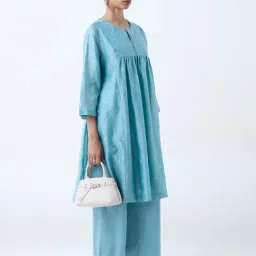 Zuba by Westside Aqua Cotton-Blend Anarkali Kurta with Inner image 3