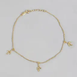 Zavya Gilded Leaves Elegance Gold-Plated 925 Sterling Silver Leaf Anklet image 4