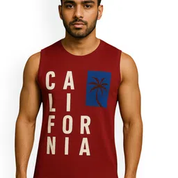 GREATMAN Pack Of 2 Printed Round Neck Gym Vests GM1110_2PC_PACK_A_M image 4