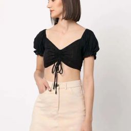 VASTRADO Black Textured Top-picture-5
