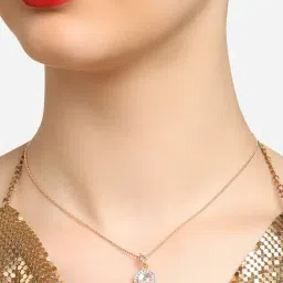Zaveri Pearls Rose Gold Austrian Diamond Round Shape Pendant & Chain-ZPFK16813-image-68