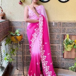 Saree Mall Pink Embellished Sarees With Unstitched Blouse-picture-19