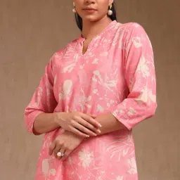 Soch Blush Pink Cotton Regular Fit Floral Print Kurta image 5