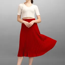PTVIZE Pleated A-Line Midi Skirt image 2