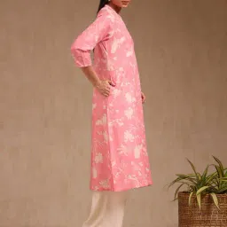 Soch Blush Pink Cotton Regular Fit Floral Print Kurta image 3