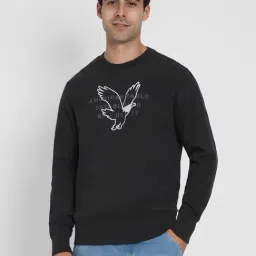 American Eagle Black Cotton Regular Fit Printed Sweatshirt image 1