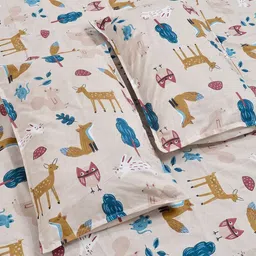 KLOTTHE Beige Cartoon 300 TC Double Size Fine Bedsheet With Pillow Covers - 98 x 88 In image 5