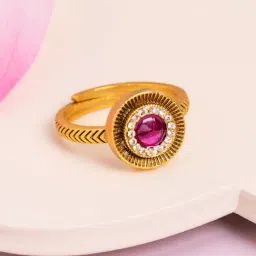 Kushal's Fashion Jewellery Ruby Gold Polished Antique Finger ring for Women-picture-28