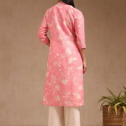 Soch Blush Pink Cotton Regular Fit Floral Print Kurta image 2