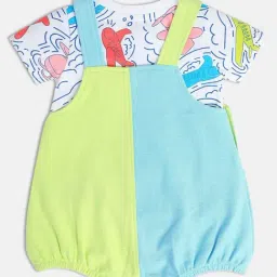 MINIKLUB Kids Multicolor Color Block Dungaree with T-Shirt image 2