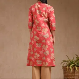 Soch Blush Pink Cotton Regular Fit Floral Print Kurta image 2
