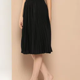 Chemistry Crepe Accordion Pleated Flared Skirt image 4