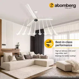 Atomberg Renesa+ Pearl White 1200 mm 3 Blades Ceiling Fan with Remote MSNV5OOLM4M056 image 3