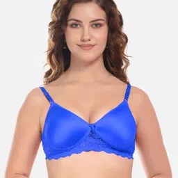 FIMS Blue Cotton Solid Lightly Padded Bra-picture-19