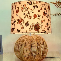 Homesake White Printed Metal Industrial Cylindrical Shaped Table Lamp with Bulb-image-99