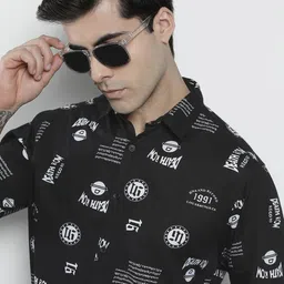 The Indian Garage Co Men Black Classic Graphic Printed Casual Shirt-picture-19