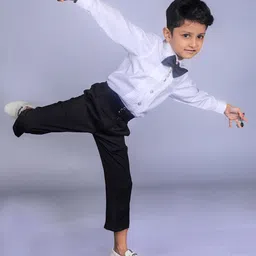 BAYA COUTURE Boys Pure Cotton Shirt With Trouser And Bow Tie image 5