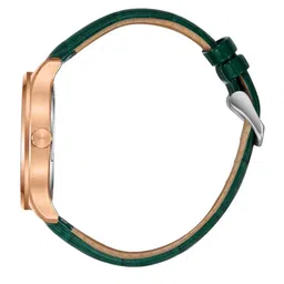 ZAADRAN Unisex Dial & Leather Textured Straps Analogue Watch Revolution Green Golden image 5