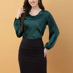 PURYS WORKSPACE Cowl Neck Satin Top-picture-22