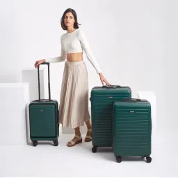 Assembly Set of 3 Luggage Trolley- 28, 24 & 20 inches Hardsided Suitcase - Green-picture-12