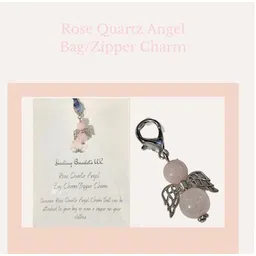 astroghar Natural Rose quartz Angel Bag And Zipper Crystal Charm image 2