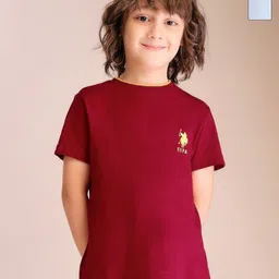 U.S. Polo Assn. Kids Boys Pack Of 2 Round Neck Pure Cotton Regular Fit T-shirts-picture-31