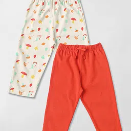 nautinati Nauti Nati Cotton Pack Of 2 Full Sleeves Solid & Mushroom Printed Pajamas - White & Orange-picture-19