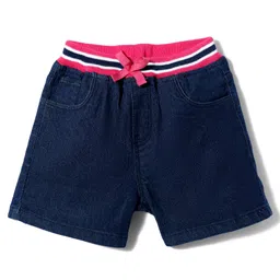 Babyhug Mid Thigh Denim Washed Shorts - Navy Blue-picture-17