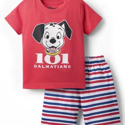 Babyhug Disney 100% Cotton Half Sleeves Shorts Night Suit With 101 Dlmatians Graphic - Red-picture-12