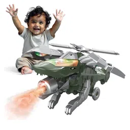 Kidology 2 in 1 Transforming Electric Helicopter & Dinosaur Toy (Green)-picture-26
