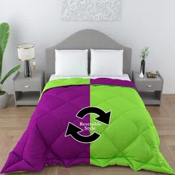 CHICERY Green & Purple Microfiber AC Room Single Bed Comforter-image-83