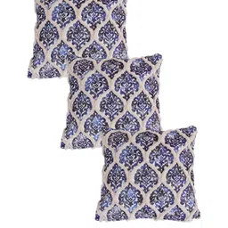 Myntra Elegant Homes Blue Set of 3 Ethnic Motifs Square Cushion Covers image 2
