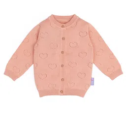 Mi Arcus Unisex Cotton Full Sleeves Heart Design Cardigan Orange image 3