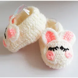 Woonie Bunny Design Handmade Crochet Booties - Cream image 2