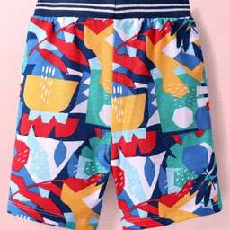 Babyhug Terry Knit Mid Thigh Shorts With Abstract Print - Navy Blue image 2