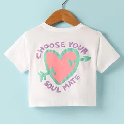 Doreme Single Jersey Knit Half Sleeves T-Shirt With Choose Your Soulmate Text Print -White image 2
