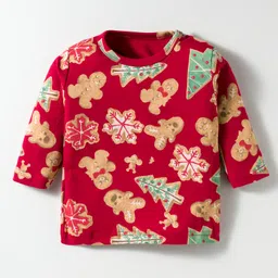 Kidi Wav Pack Of 2 Full Sleeves Gingerbread Cookies Printed Coordinating Tee & Joggers Set - Multi Colour image 2