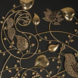 Exotic India Flower & Leaves Brown Brass Glossy Wall Hangings image 2