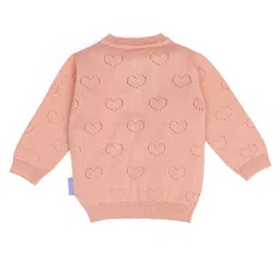 Mi Arcus Unisex Cotton Full Sleeves Heart Design Cardigan Orange image 4