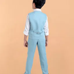 Robo Fry Cotton Full Sleeves Party Suit Solid- Blue image 3