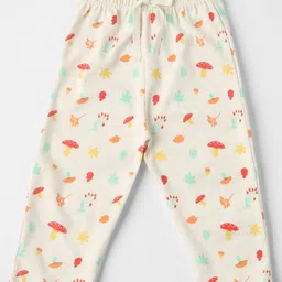 nautinati Nauti Nati Cotton Pack Of 2 Full Sleeves Solid & Mushroom Printed Pajamas - White & Orange image 4