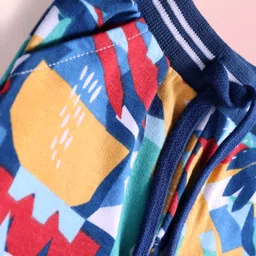 Babyhug Terry Knit Mid Thigh Shorts With Abstract Print - Navy Blue image 3