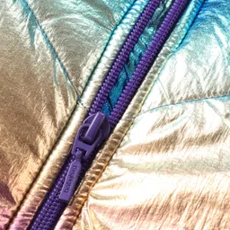 Babyhug Woven Full Sleeves Hooded Jacket with Bow Applique Belt Metallic Print - Multicolour image 4