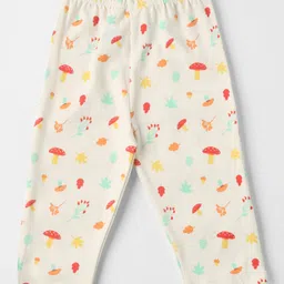 nautinati Nauti Nati Cotton Pack Of 2 Full Sleeves Solid & Mushroom Printed Pajamas - White & Orange image 5