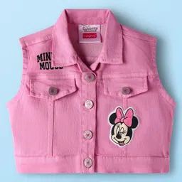 Babyhug Disney Single Jersey Knit Sleeveless Frock With Sleeveless Shrug And Minnie Mouse Family Graphics - Multi Colour image 5