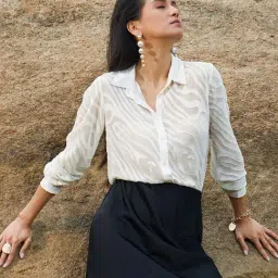 Pinacolada White Regular Fit Textured Shirt image 3