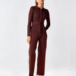 Cover Story Brown Flare Fit Mid rise Trousers image 4