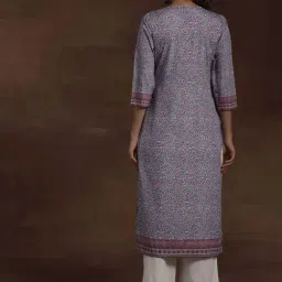 Libas Purple Printed Straight Kurta image 3