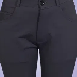 FITHUB Dark Grey Slim Fit High Rise Trousers image 5